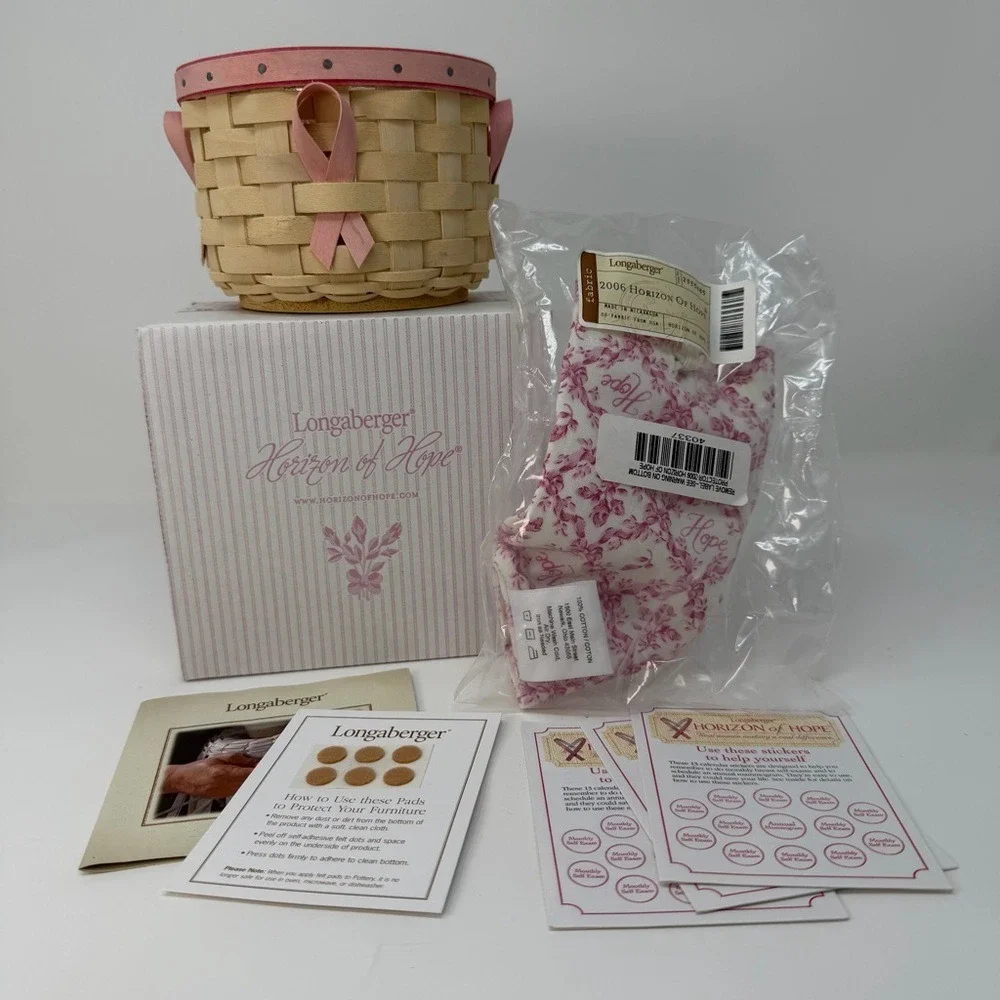 Longaberger 2006 Horizon of Hope Basket Set Pink Ribbon ACS Complete w Box